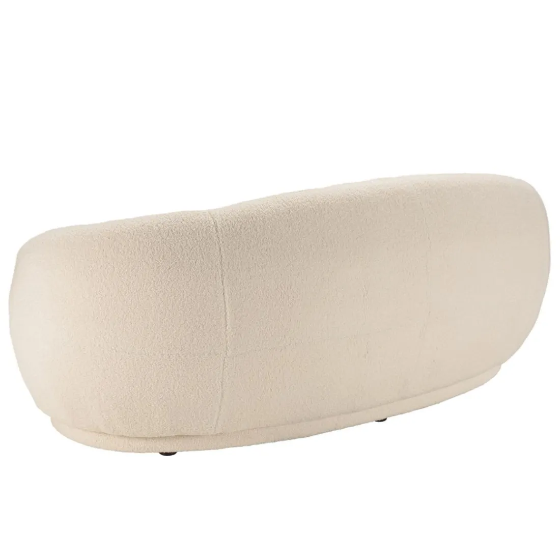 Canapé haricot 3 places en tissu bouclette écru LEOPOLD