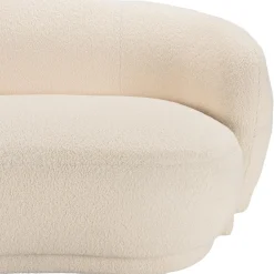 Canapé haricot 3 places en tissu bouclette écru LEOPOLD