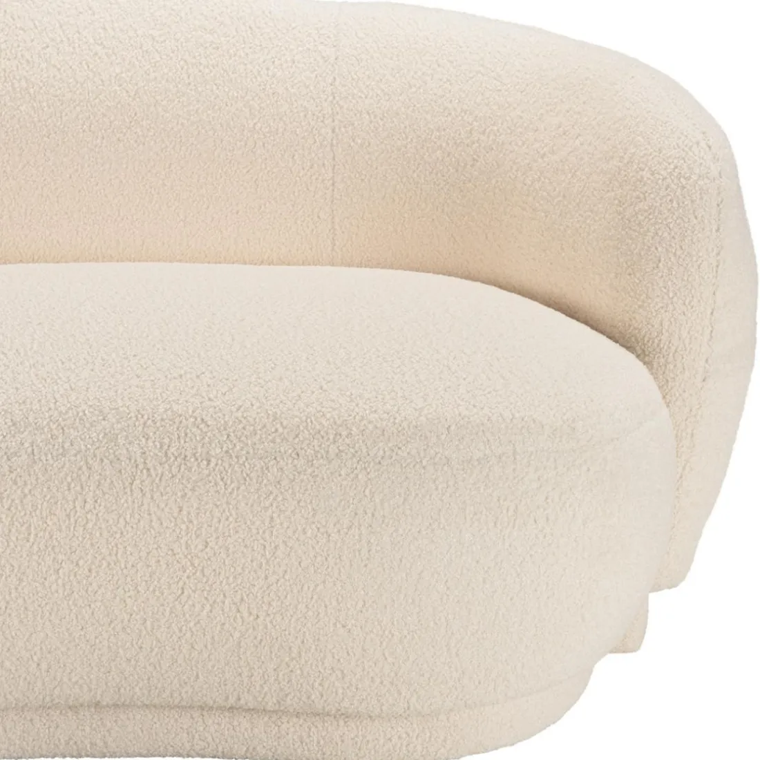 Canapé haricot 3 places en tissu bouclette écru LEOPOLD