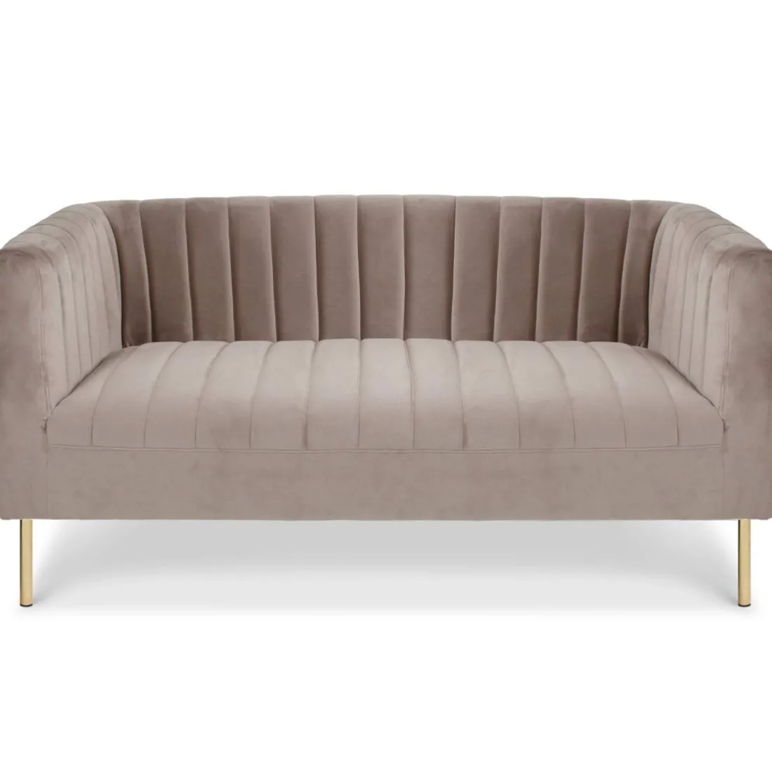 Canapé moderne 2 places à coutures verticales Sacramento Velours Taupe