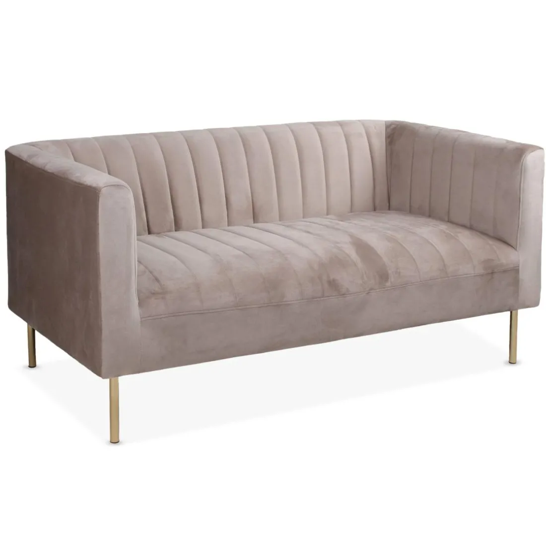 Canapé moderne 2 places à coutures verticales Sacramento Velours Taupe