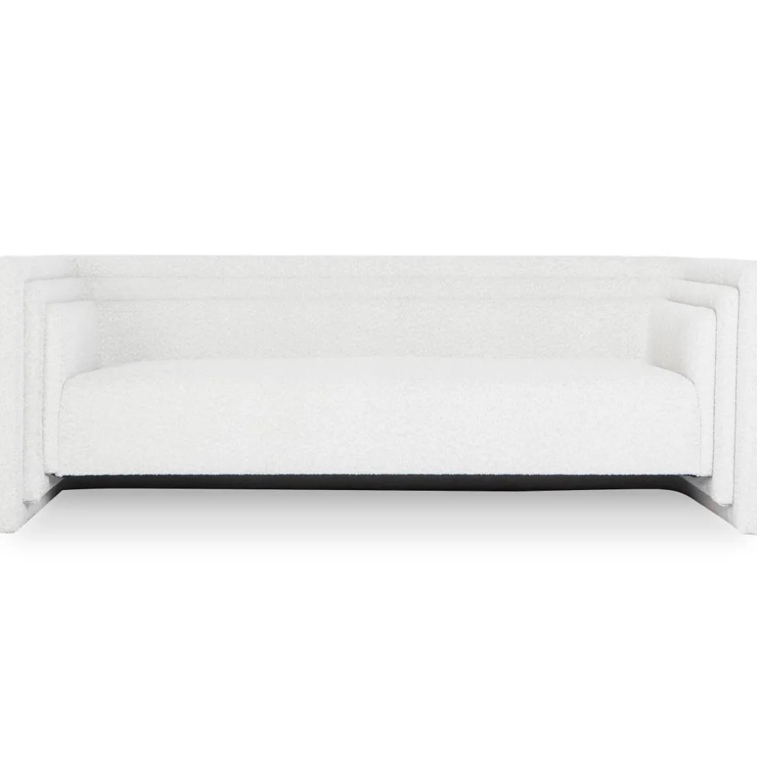Canapé moderne 3 places style cubique Fredonia Tissu bouclette Crème