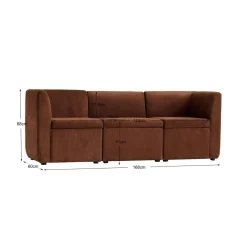 Canapé modulable VARDE design scandinave raffiné en velours côtelé avec mousse rouge