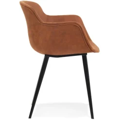 Chaise avec accoudoirs 'DERBY' en microfibre brune