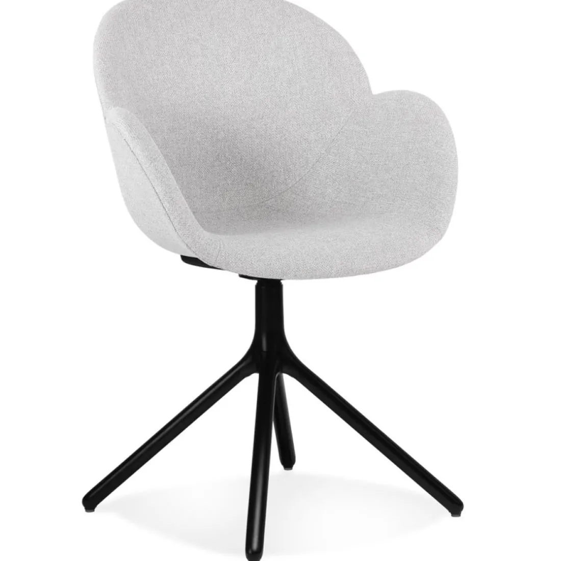 Chaise avec accoudoirs 'LIBRA' en tissu gris clair et métal noir