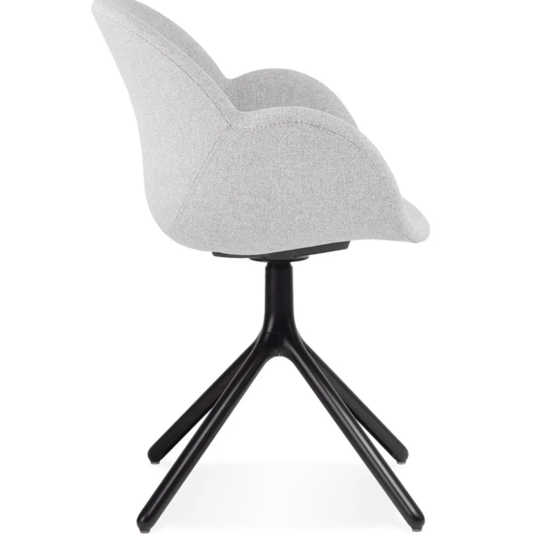 Chaise avec accoudoirs 'LIBRA' en tissu gris clair et métal noir