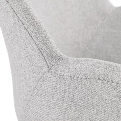 Chaise avec accoudoirs 'LIBRA' en tissu gris clair et métal noir