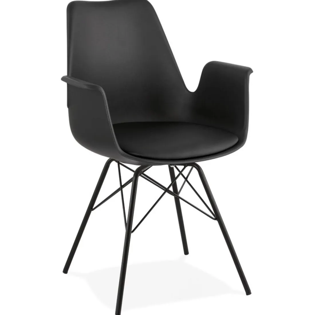 Chaise avec accoudoirs 'SALY' noire style industriel