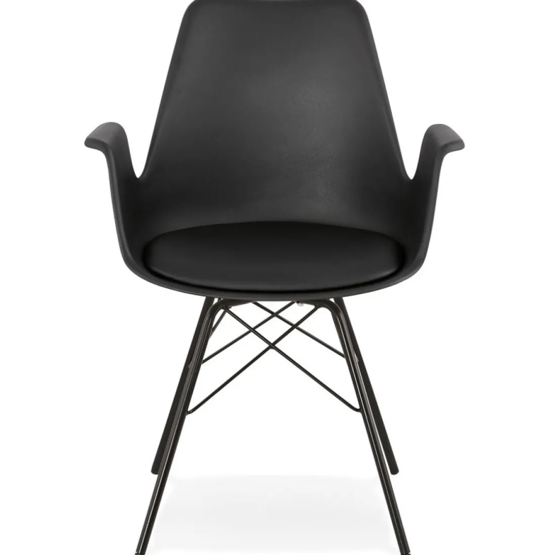 Chaise avec accoudoirs 'SALY' noire style industriel