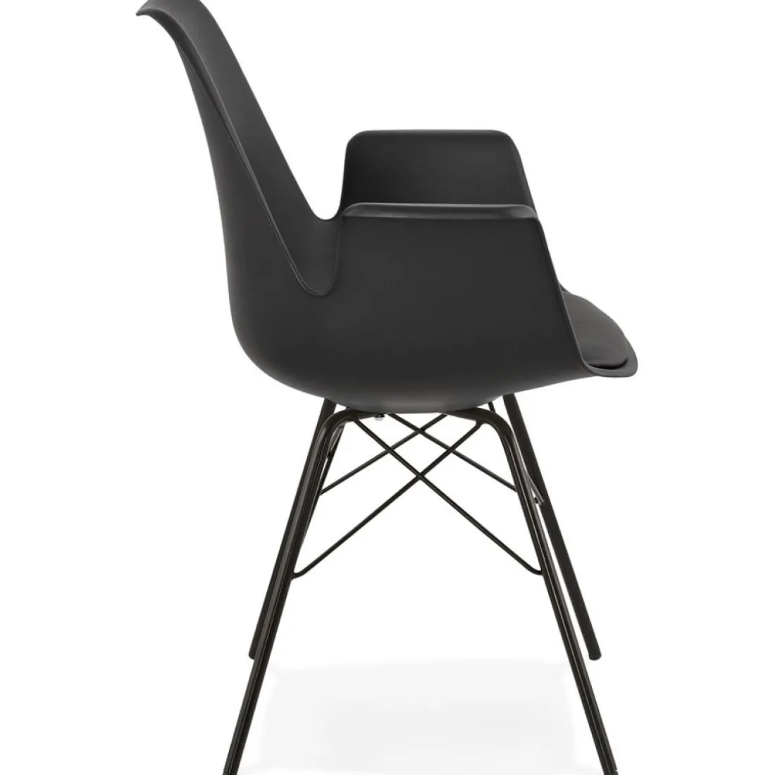 Chaise avec accoudoirs 'SALY' noire style industriel