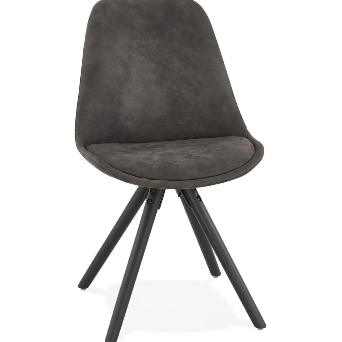 Chaise confortable 'HARRY' en microfibre grise et pieds en bois noir