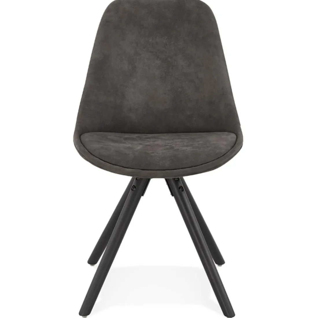Chaise confortable 'HARRY' en microfibre grise et pieds en bois noir