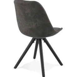 Chaise confortable 'HARRY' en microfibre grise et pieds en bois noir
