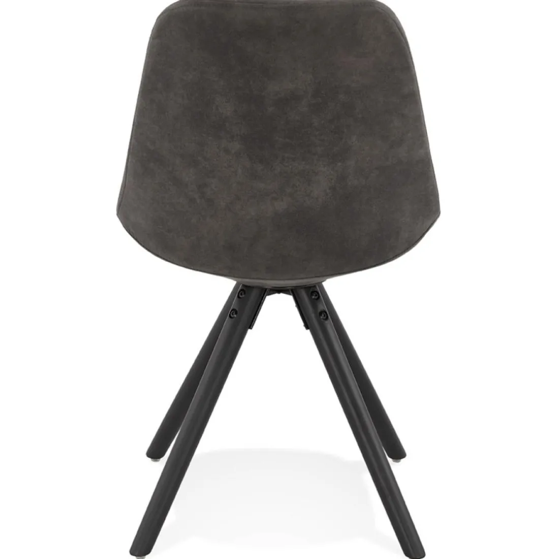 Chaise confortable 'HARRY' en microfibre grise et pieds en bois noir