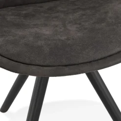 Chaise confortable 'HARRY' en microfibre grise et pieds en bois noir