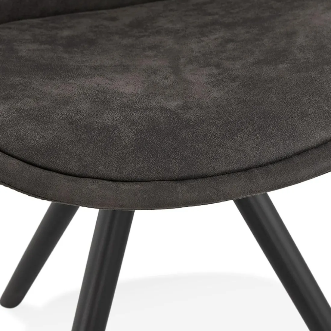 Chaise confortable 'HARRY' en microfibre grise et pieds en bois noir