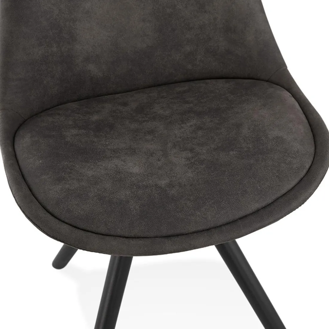 Chaise confortable 'HARRY' en microfibre grise et pieds en bois noir