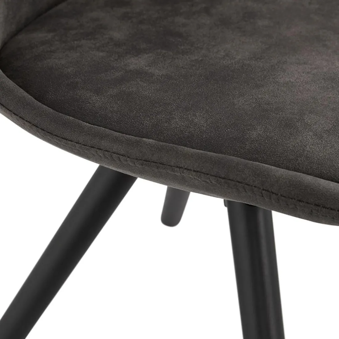Chaise confortable 'HARRY' en microfibre grise et pieds en bois noir