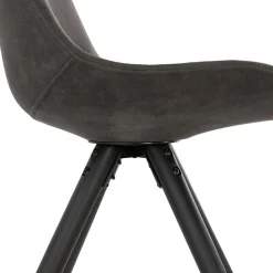 Chaise confortable 'HARRY' en microfibre grise et pieds en bois noir