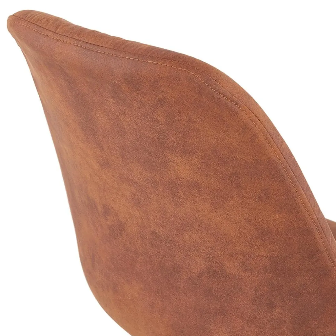 Chaise confortable 'HARRY' en microfibre brune et pieds en bois finition naturelle