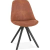 Chaise confortable 'HARRY' en microfibre brune et pieds en bois noir