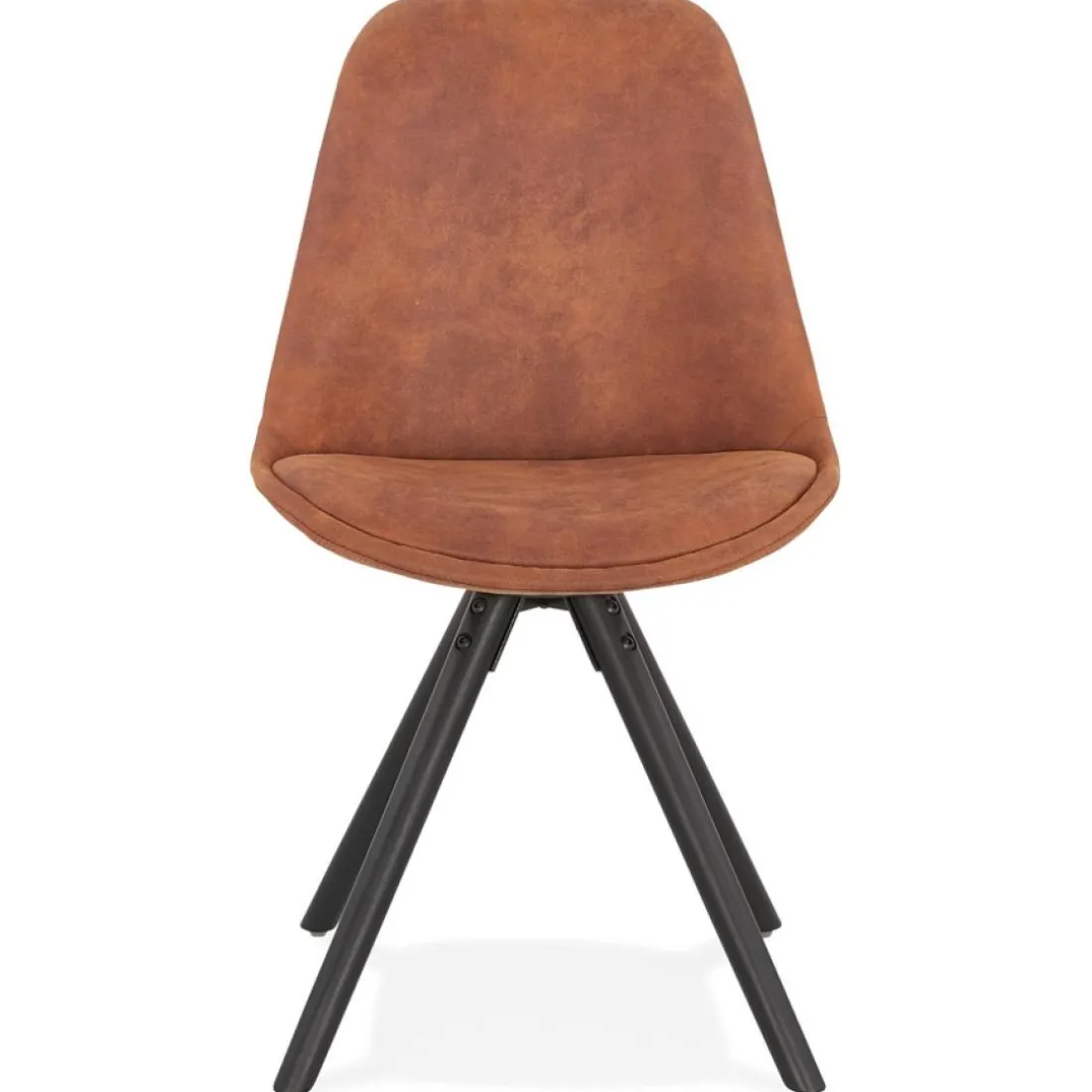 Chaise confortable 'HARRY' en microfibre brune et pieds en bois noir