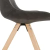 Chaise confortable 'HARRY' en microfibre grise et pieds en bois finition naturelle