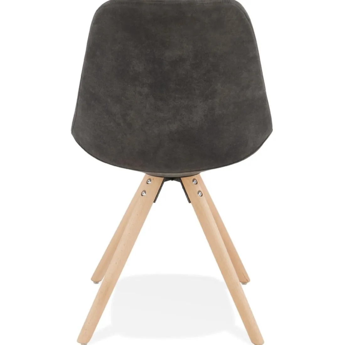 Chaise confortable 'HARRY' en microfibre grise et pieds en bois finition naturelle