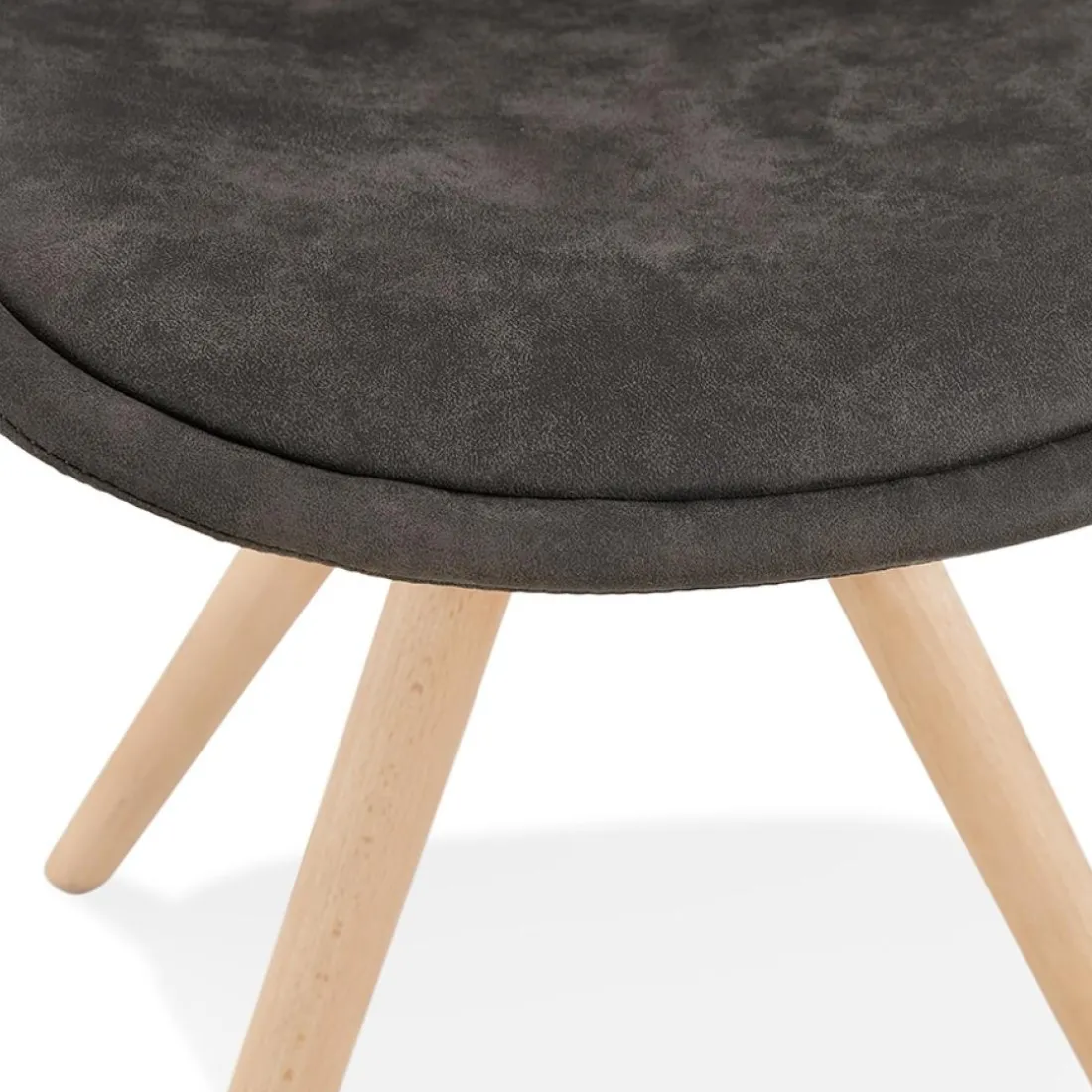 Chaise confortable 'HARRY' en microfibre grise et pieds en bois finition naturelle