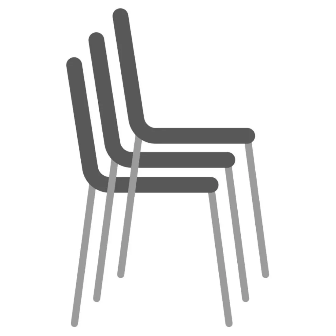 Chaise de cuisine 'CLUSAZ' en velours gris classique empilable