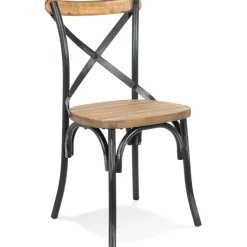 Chaise de cuisine 'RANCH' en bois finition Noyer effet vieilli noir