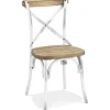 Chaise de cuisine 'RANCH' en bois finition Noyer effet vieilli