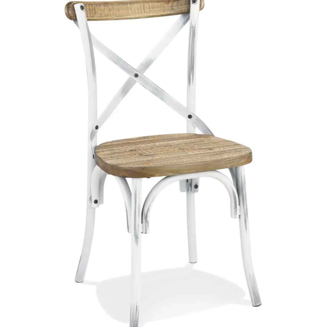 Chaise de cuisine 'RANCH' en bois finition Noyer effet vieilli
