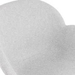 Chaise design avec accoudoirs 'SAMY' en tissu gris clair et pieds en bois noir