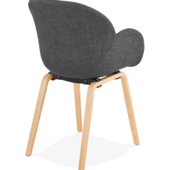 Chaise design avec accoudoirs 'SAMY' en tissu gris style scandinave