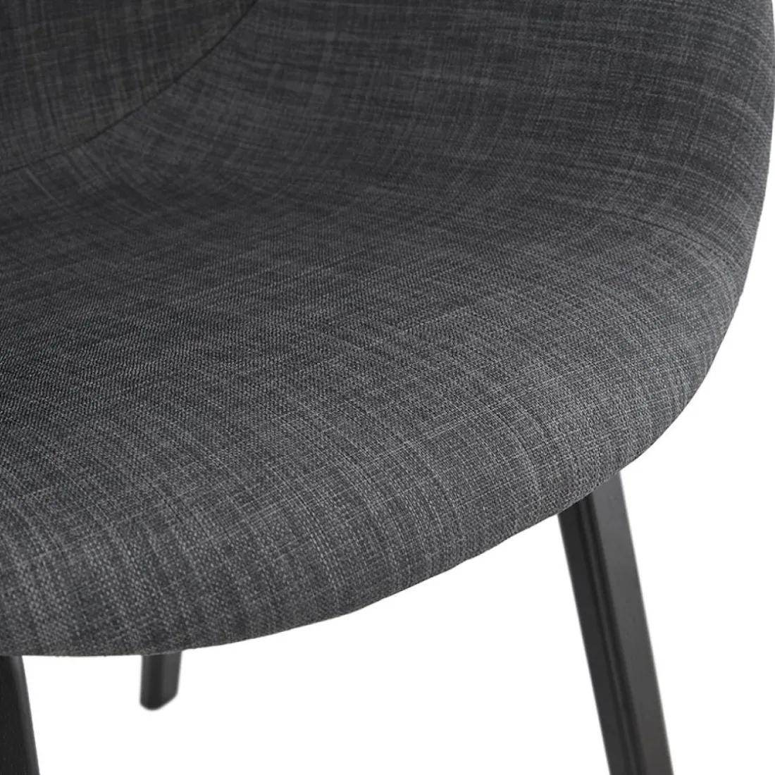 Chaise design avec accoudoirs 'SAMY' en tissu gris et pieds en bois noir