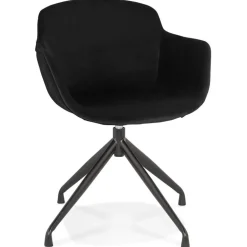 Chaise design avec accoudoirs 'GRAPIN' en velours noir