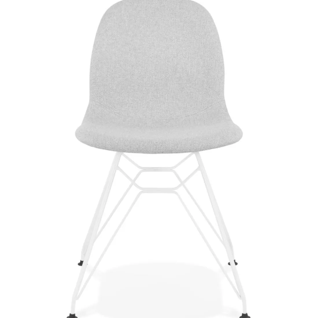 Chaise design 'DECLIK' grise claire avec pieds en métal blanc
