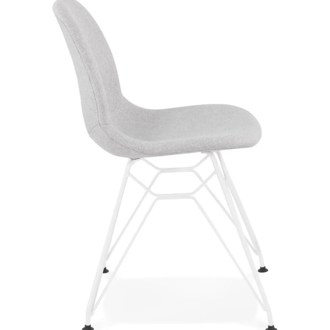 Chaise design 'DECLIK' grise claire avec pieds en métal blanc
