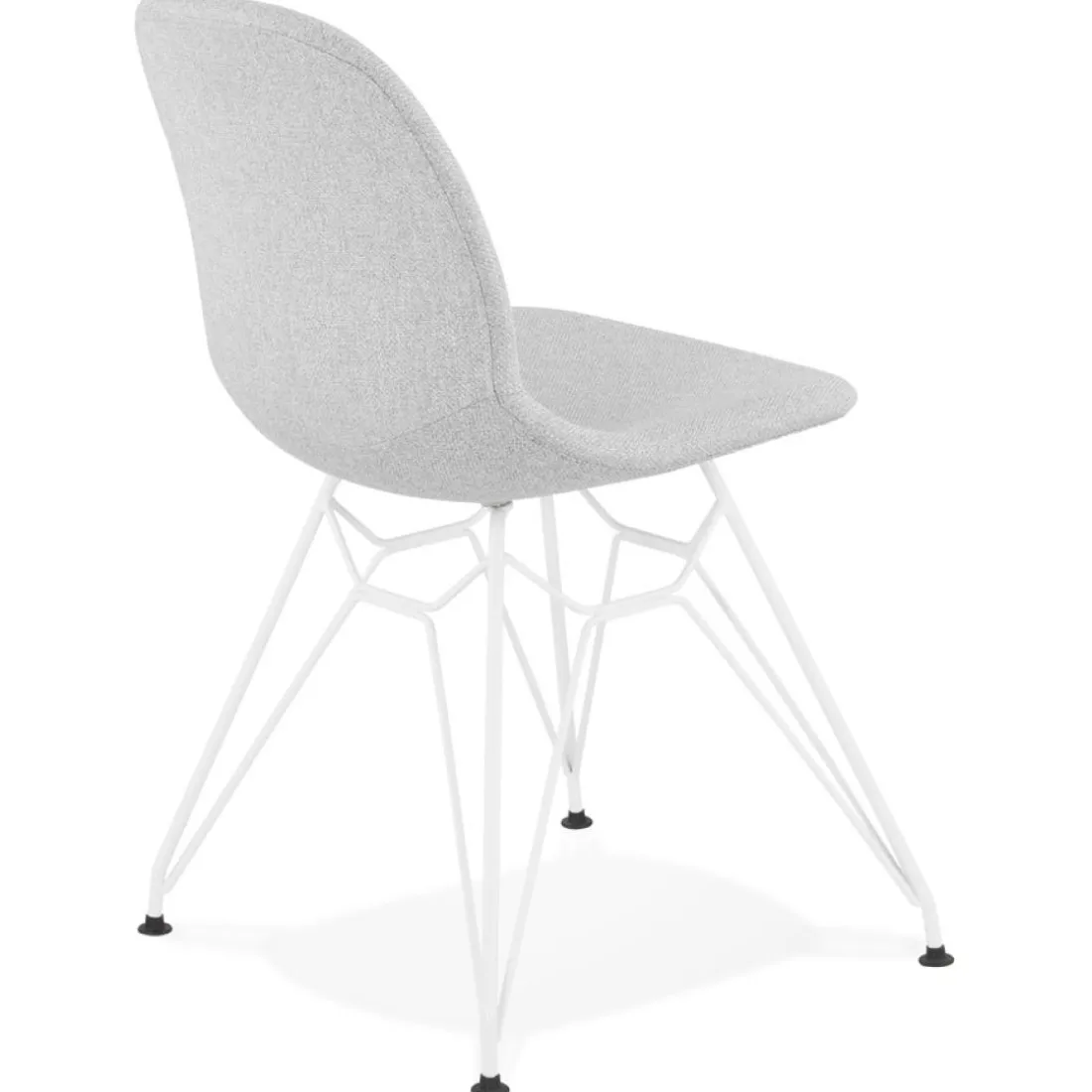 Chaise design 'DECLIK' grise claire avec pieds en métal blanc