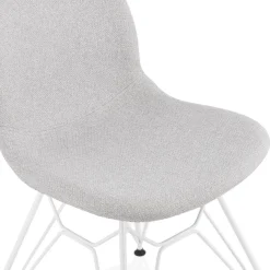 Chaise design 'DECLIK' grise claire avec pieds en métal blanc