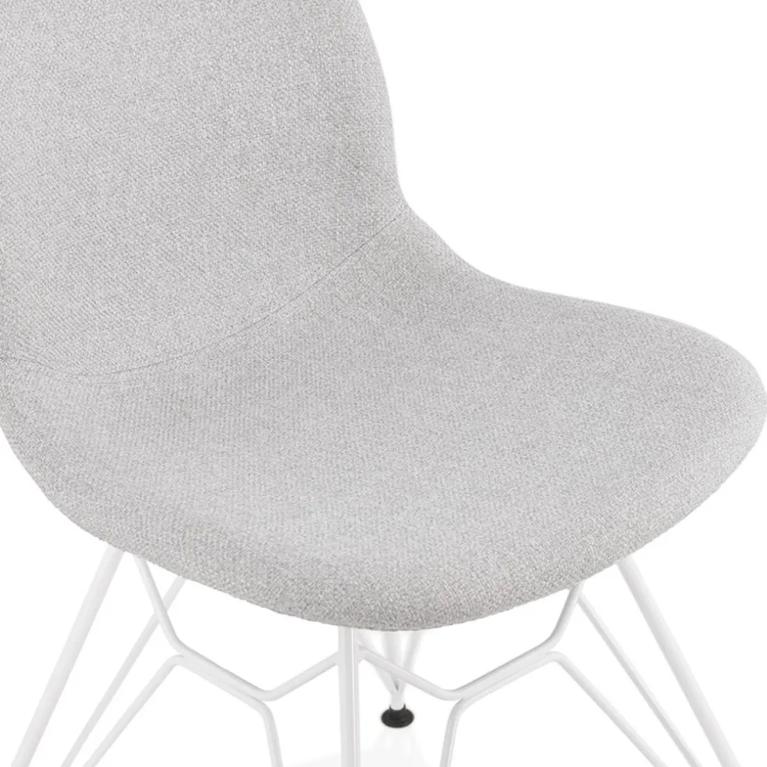 Chaise design 'DECLIK' grise claire avec pieds en métal blanc