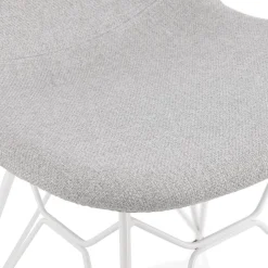 Chaise design 'DECLIK' grise claire avec pieds en métal blanc
