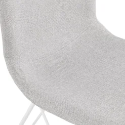 Chaise design 'DECLIK' grise claire avec pieds en métal blanc