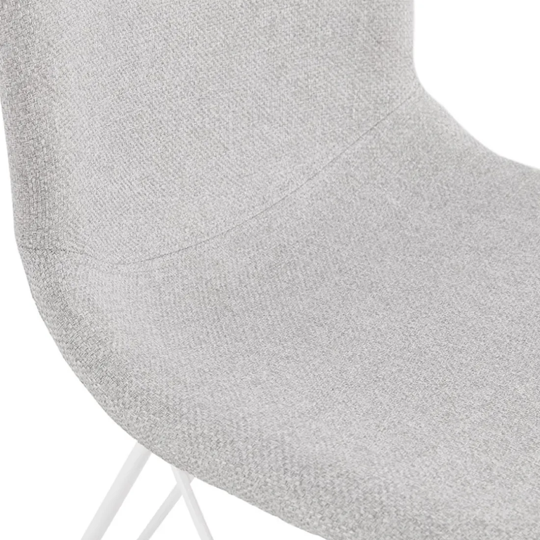 Chaise design 'DECLIK' grise claire avec pieds en métal blanc