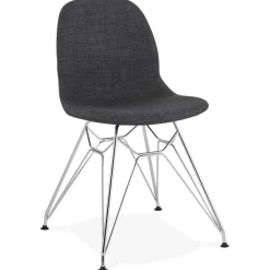 Chaise design 'DECLIK' gris foncé avec pieds en métal chromé