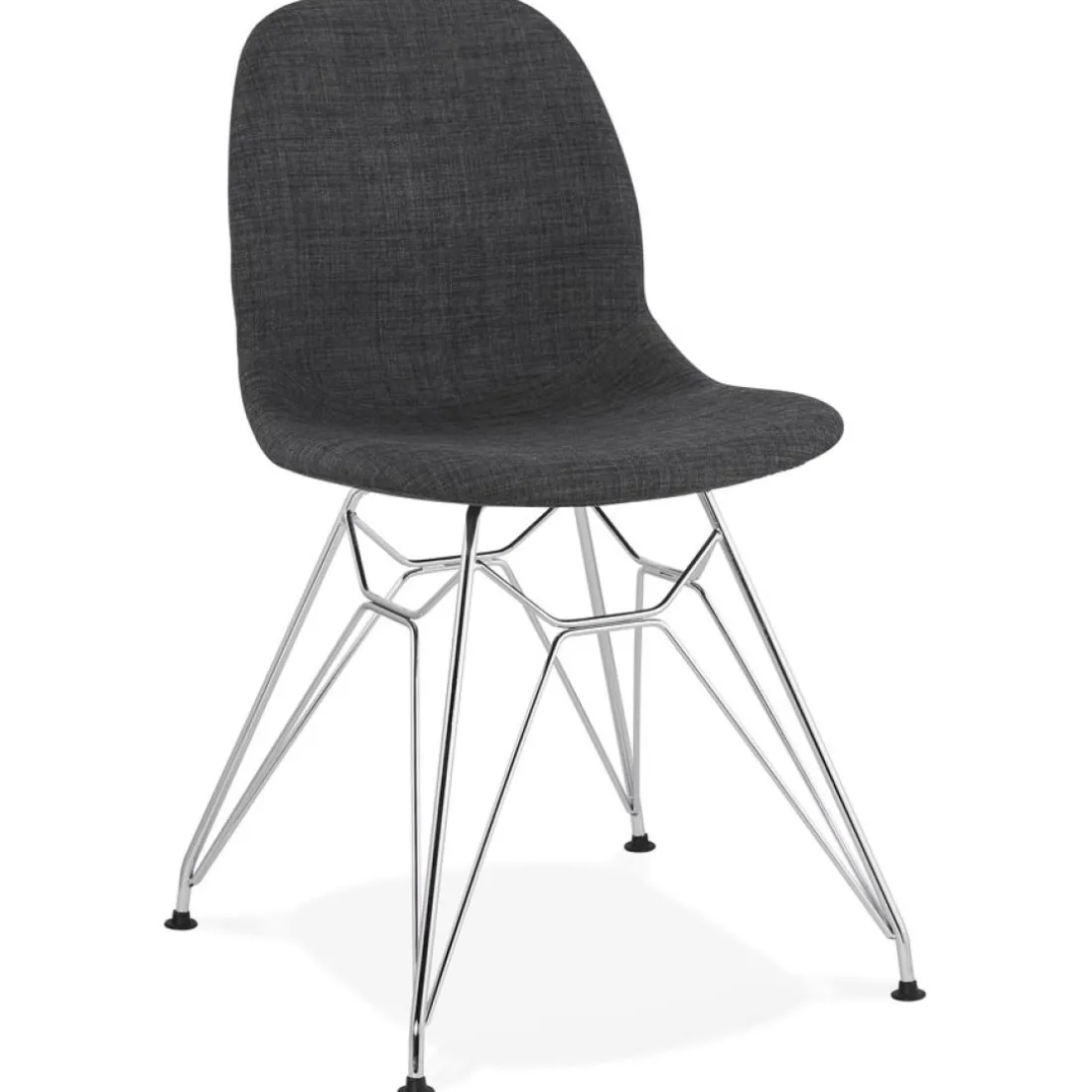 Chaise design 'DECLIK' gris foncé avec pieds en métal chromé