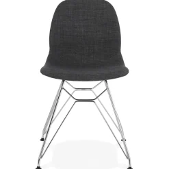 Chaise design 'DECLIK' gris foncé avec pieds en métal chromé