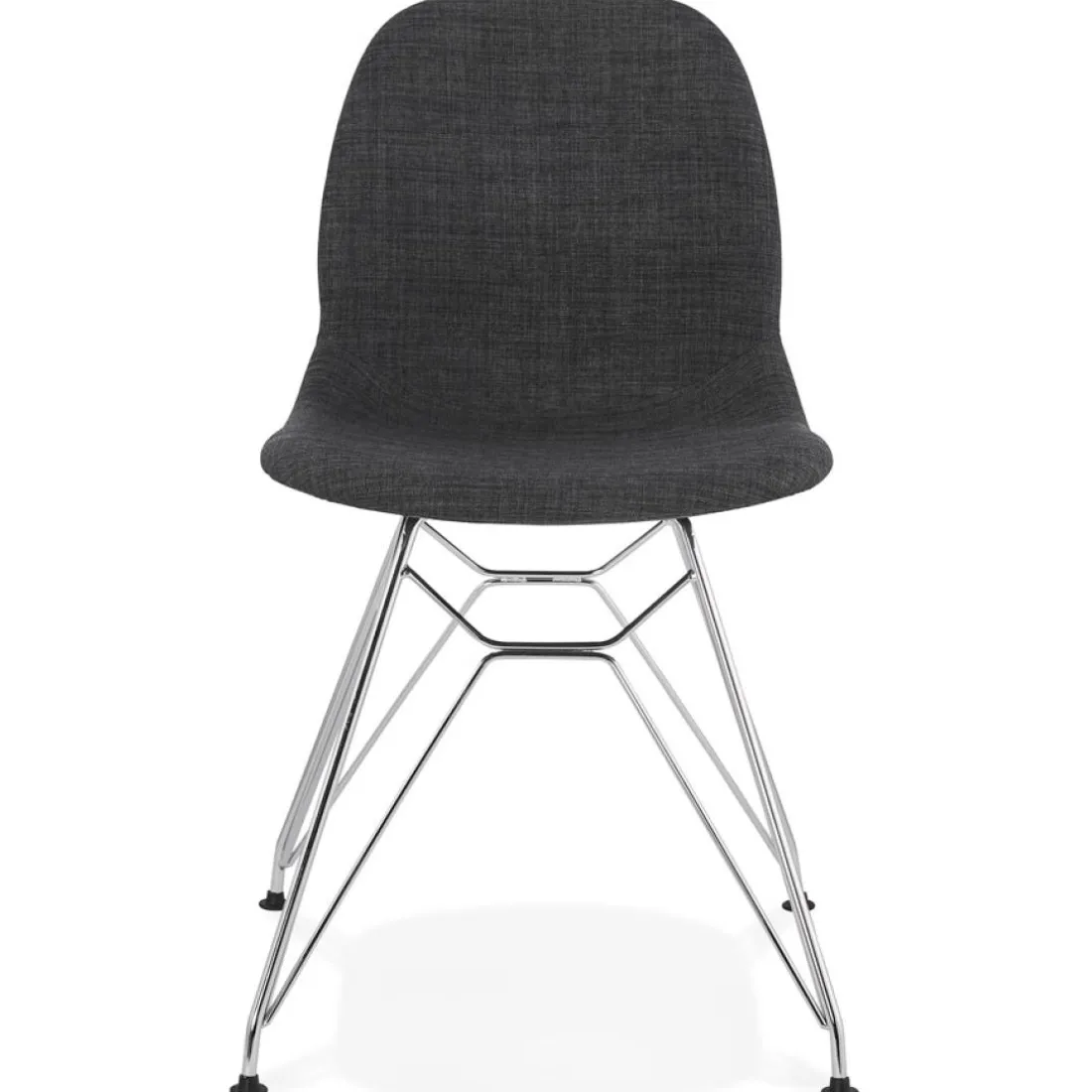 Chaise design 'DECLIK' gris foncé avec pieds en métal chromé