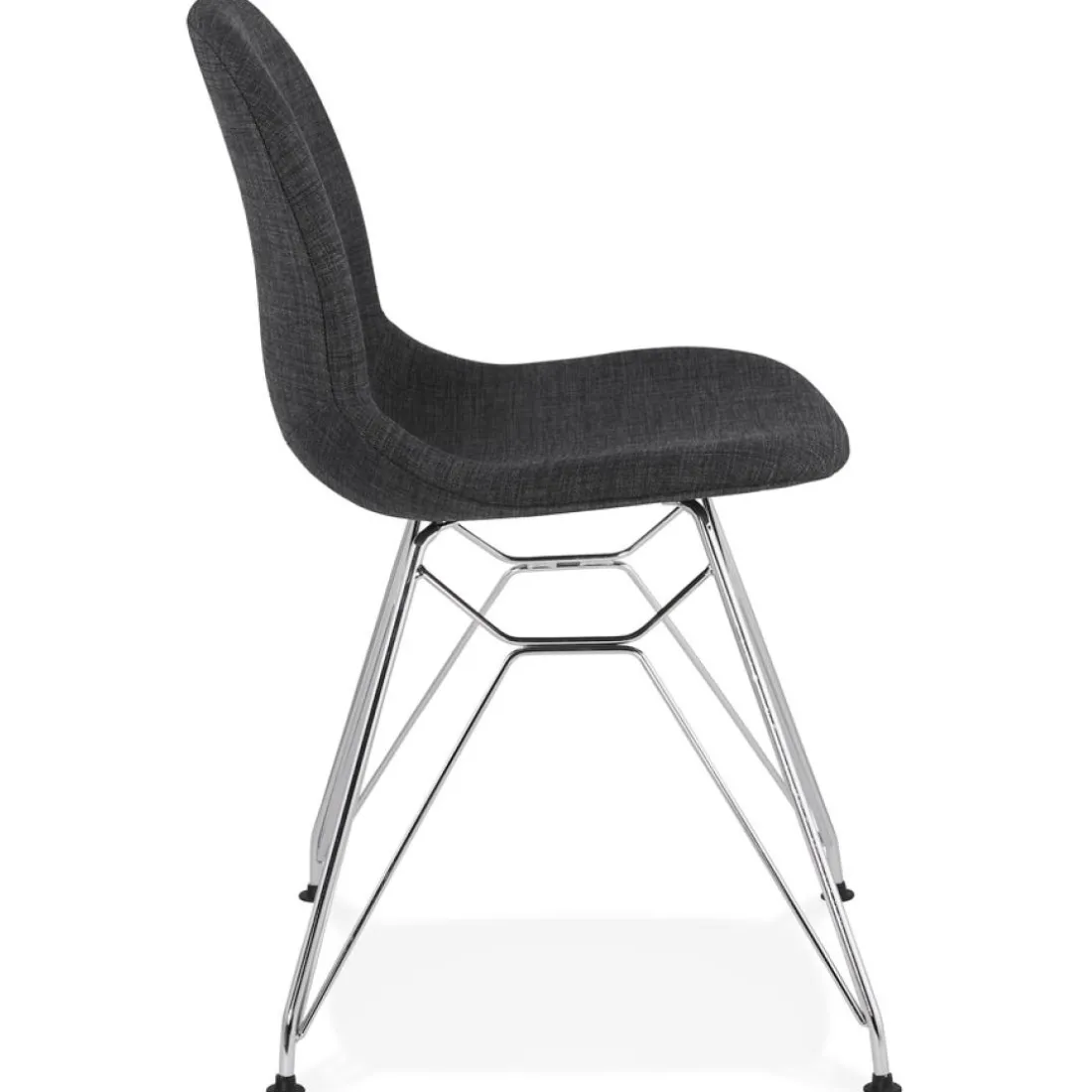 Chaise design 'DECLIK' gris foncé avec pieds en métal chromé